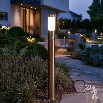 BRILAGI - Utomhuslampa med rörelsesensor ELIA 1xE27/20W/230V IP44 100 cm mattkrom