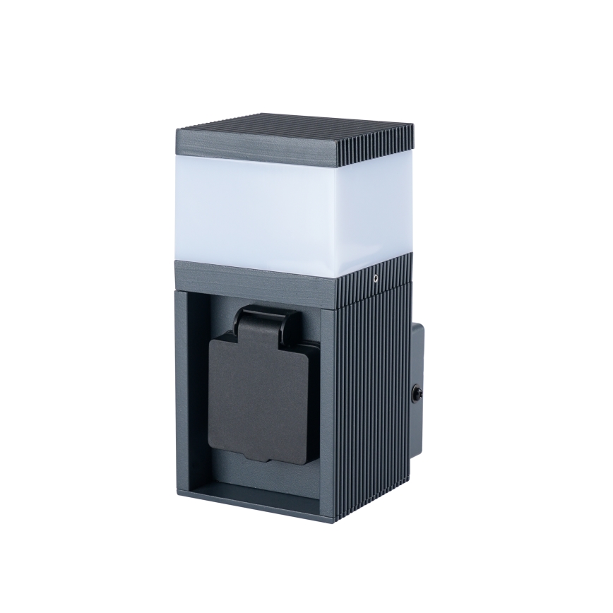 Brilagi - Utomhusvägglampa med SCHUKO-uttag PILLAR 1xG9/11W/230V IP44 antracit