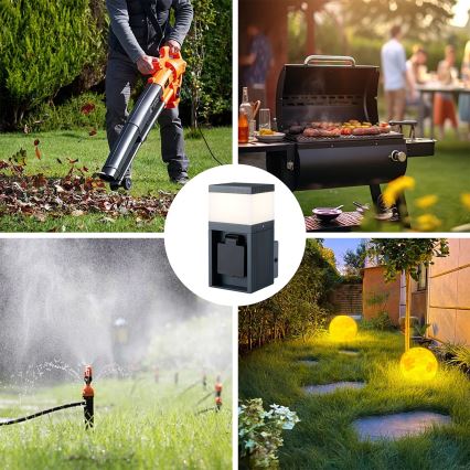 Brilagi - Utomhusvägglampa med SCHUKO-uttag PILLAR 1xG9/11W/230V IP44 antracit