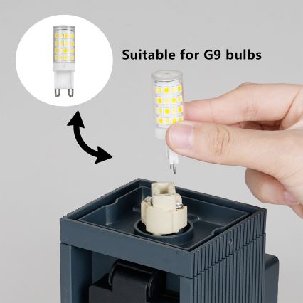 Brilagi - Utomhusvägglampa med SCHUKO-uttag PILLAR 1xG9/11W/230V IP44 antracit