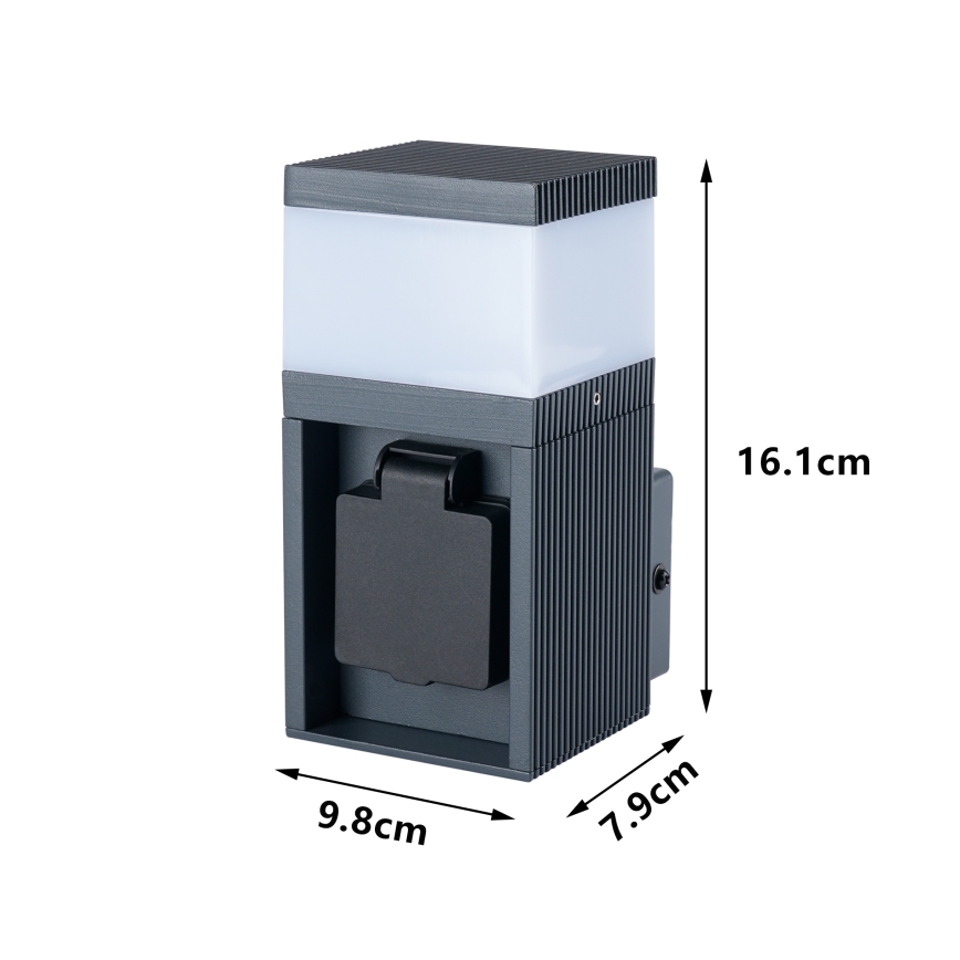 Brilagi - Utomhusvägglampa med SCHUKO-uttag PILLAR 1xG9/11W/230V IP44 antracit
