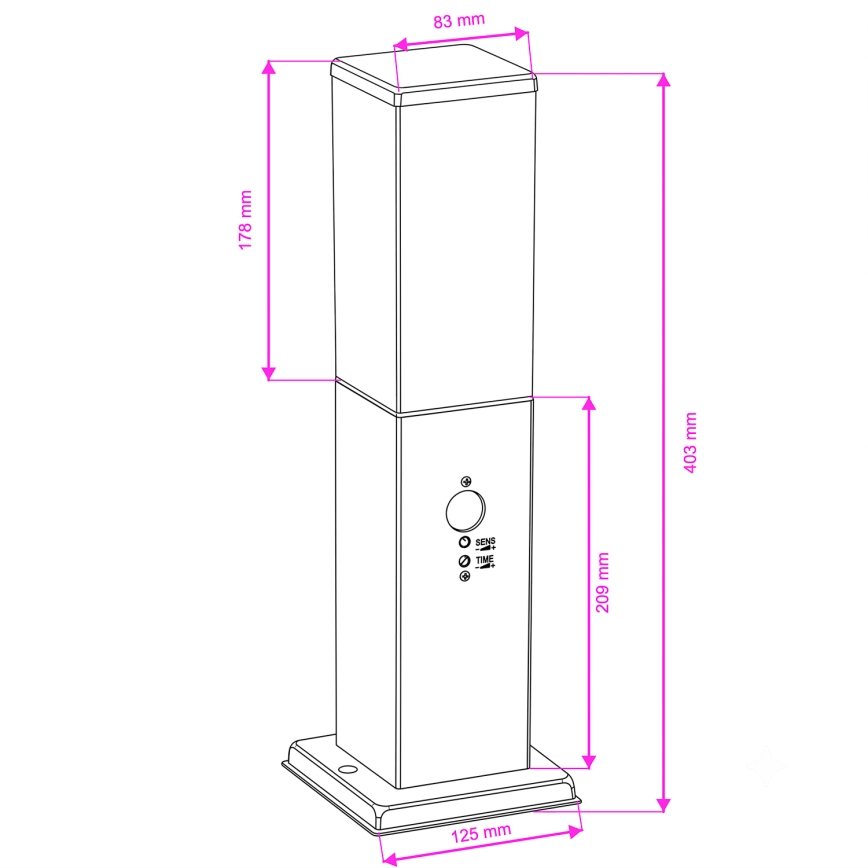 BRILAGI - Utomhuslampa med sensor NOVA 1xE27/15W/230V 40 cm IP44 svart