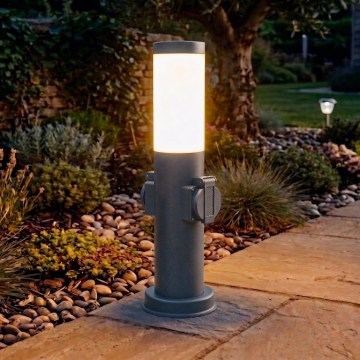 Brilagi - Utomhuslampa NOVA med 2 SCHUKO-uttag, 1xE27/15W/230V, 40 cm, IP44, antracit