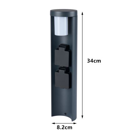Brilagi - Utomhuslampa med 2 SCHUKO-uttag PILLAR 1xG9/11W/230V IP44 antracit