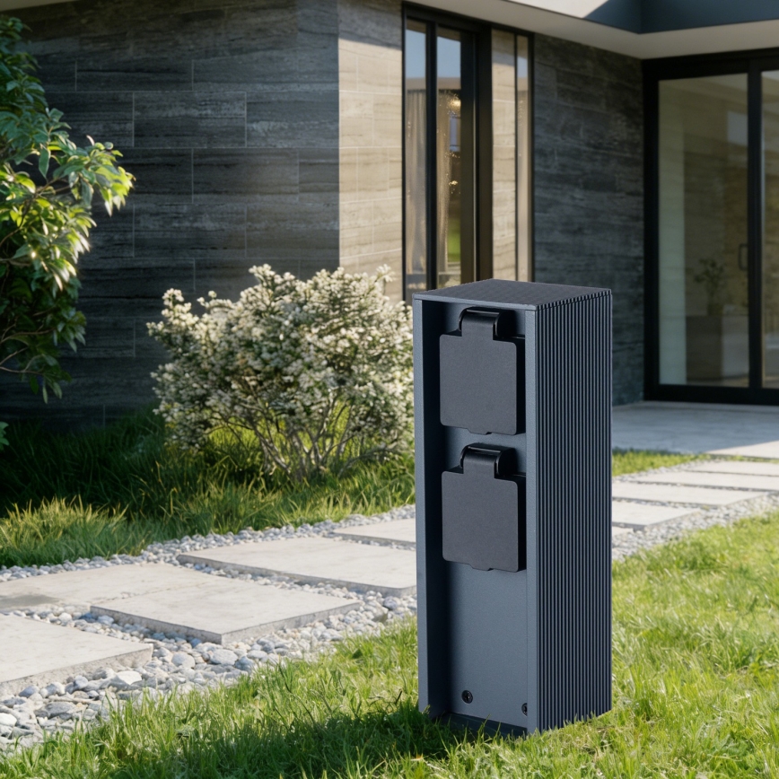 Brilagi - Utomhusstolpe för eluttag PILLAR 2Z SCHUKO 230V IP44 antracit