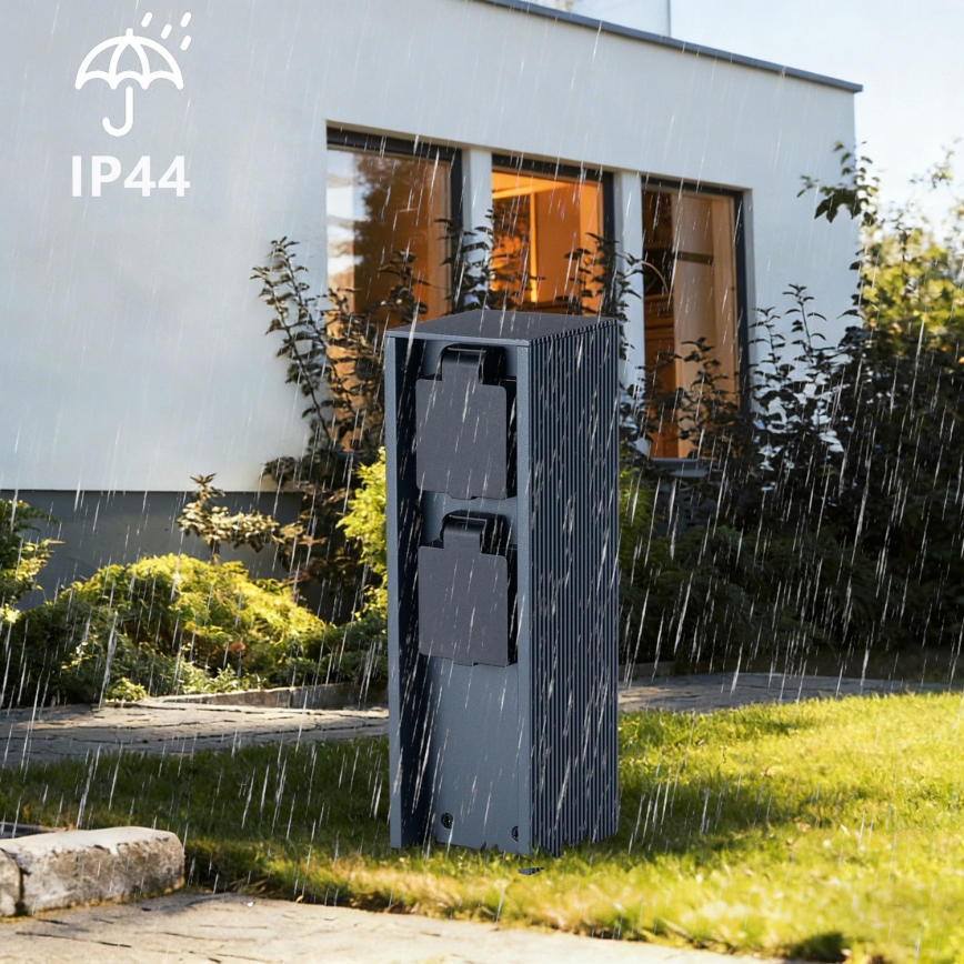 Brilagi - Utomhusstolpe för eluttag PILLAR 2Z SCHUKO 230V IP44 antracit