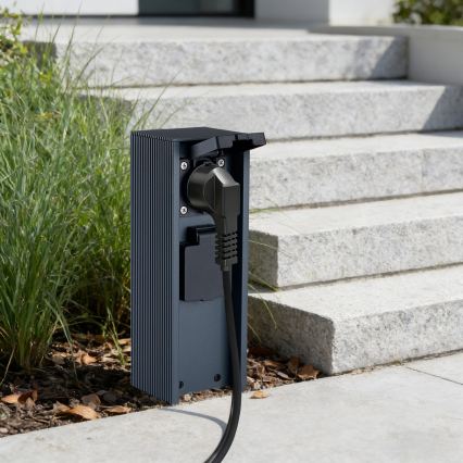 Brilagi - Utomhusstolpe för eluttag PILLAR 2Z SCHUKO 230V IP44 antracit