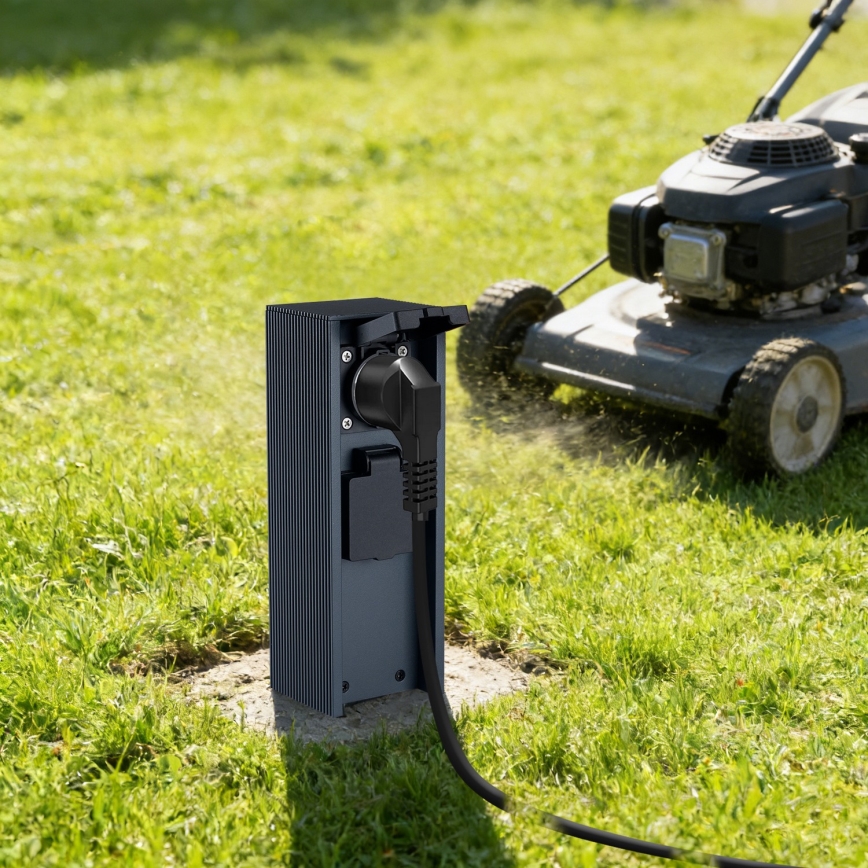 Brilagi - Utomhusstolpe för eluttag PILLAR 2Z SCHUKO 230V IP44 antracit