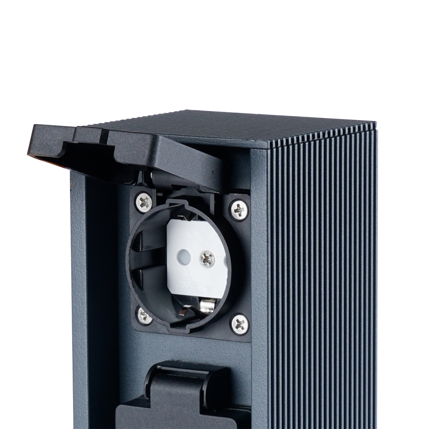 Brilagi - Utomhusstolpe för eluttag PILLAR 2Z SCHUKO 230V IP44 antracit