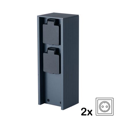 Brilagi - Utomhusstolpe för eluttag PILLAR 2Z SCHUKO 230V IP44 antracit