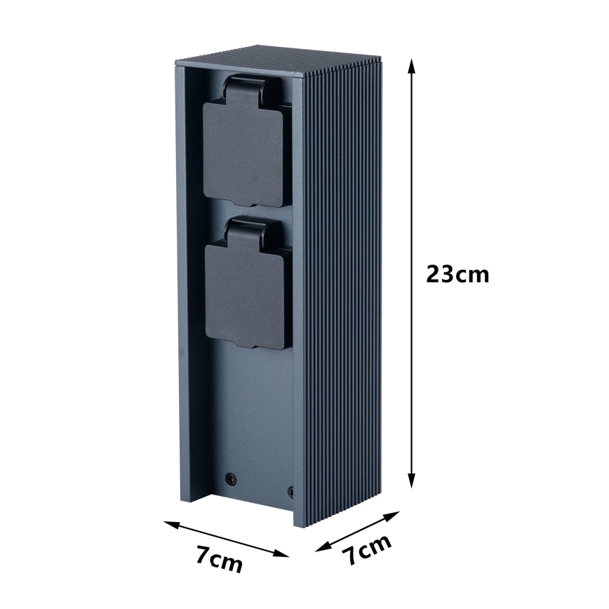 Brilagi - Utomhusstolpe för eluttag PILLAR 2Z SCHUKO 230V IP44 antracit