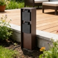 Brilagi - Utomhusstolpe PILLAR med 2 SCHUKO-uttag, 230V, IP44, brun