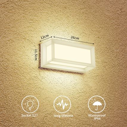 Brilagi - Utomhusväggarmatur PARKER 1xE27/60W/230V vit IP44