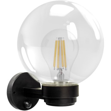 Brilagi - Utomhusvägglampa med rörelsesensor HARBOR 1xE27/40W/230V IP33 svart/klarglas