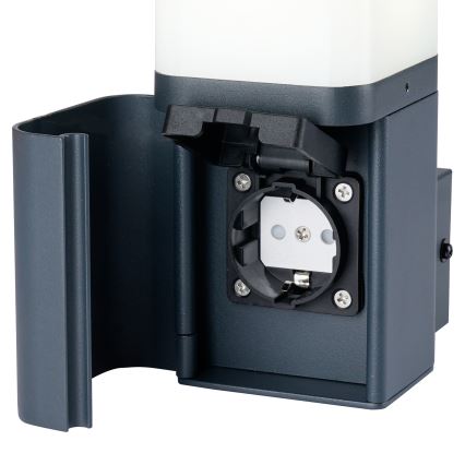 Brilagi - Utomhus vägglampa med SCHUKO-uttag PILLAR 1xG9/11W/230V IP44 antracit