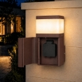BRILAGI - Utomhusvägglampa med SCHUKO-uttag PILLAR 1xG9/11W/230V IP44 brun