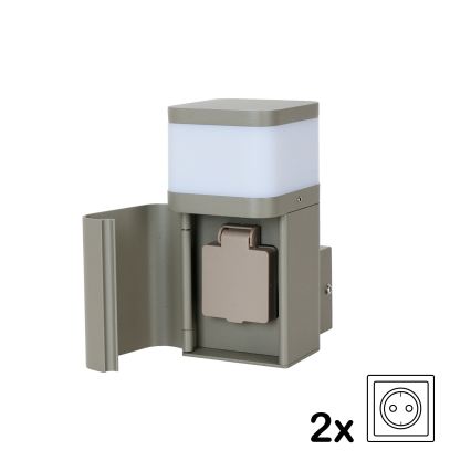 BRILAGI - Utomhusvägglampa med SCHUKO-uttag PILLAR 1xG9/11W/230V IP44 grå