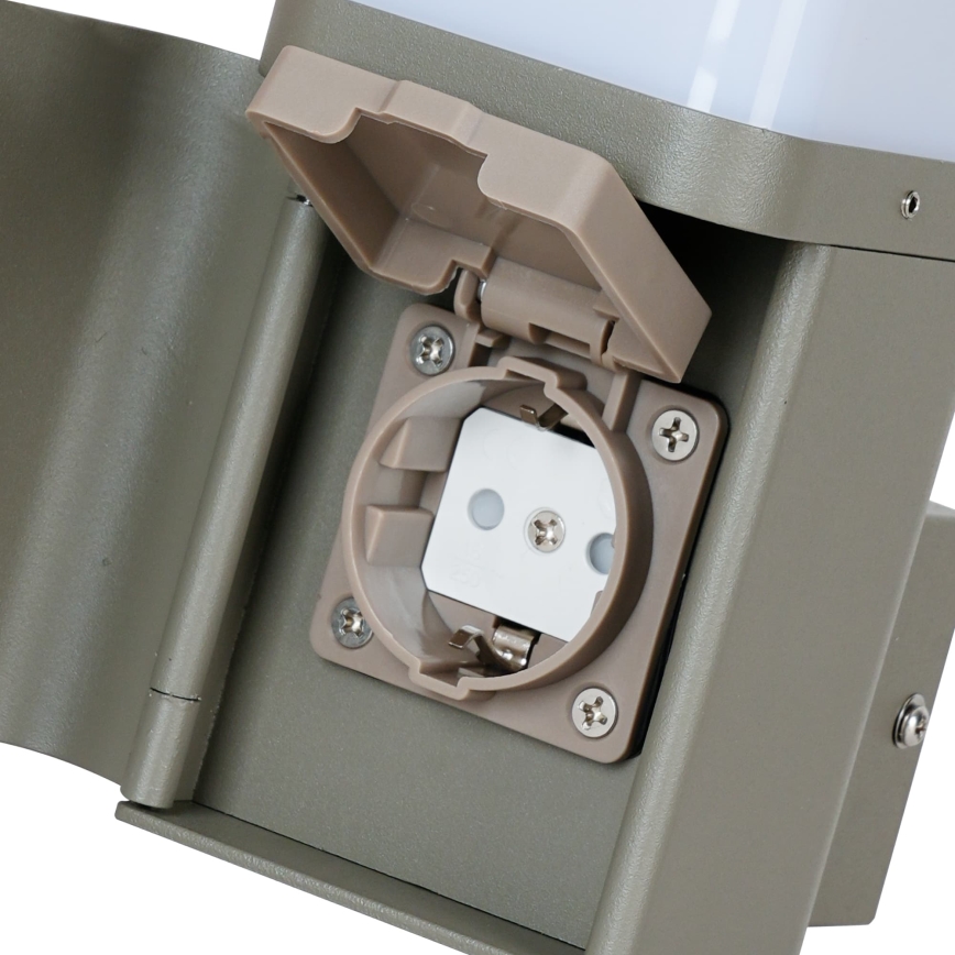 BRILAGI - Utomhusvägglampa med SCHUKO-uttag PILLAR 1xG9/11W/230V IP44 grå