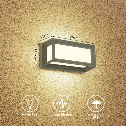 Brilagi - Utomhusvägglampa PARKER 1xE27/60W/230V grå IP44