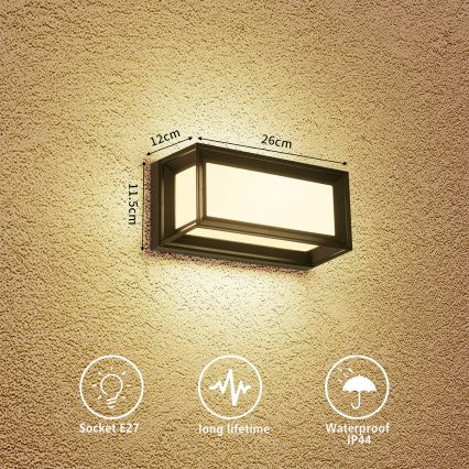 Brilagi - Utomhusvägglampa PARKER 1xE27/60W/230V svart IP44