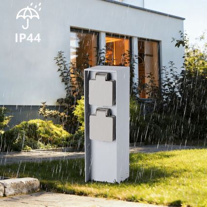 Brilagi - Uttagsstolpe för utomhusbruk PILLAR 2Z SCHUKO 230V IP44, silver