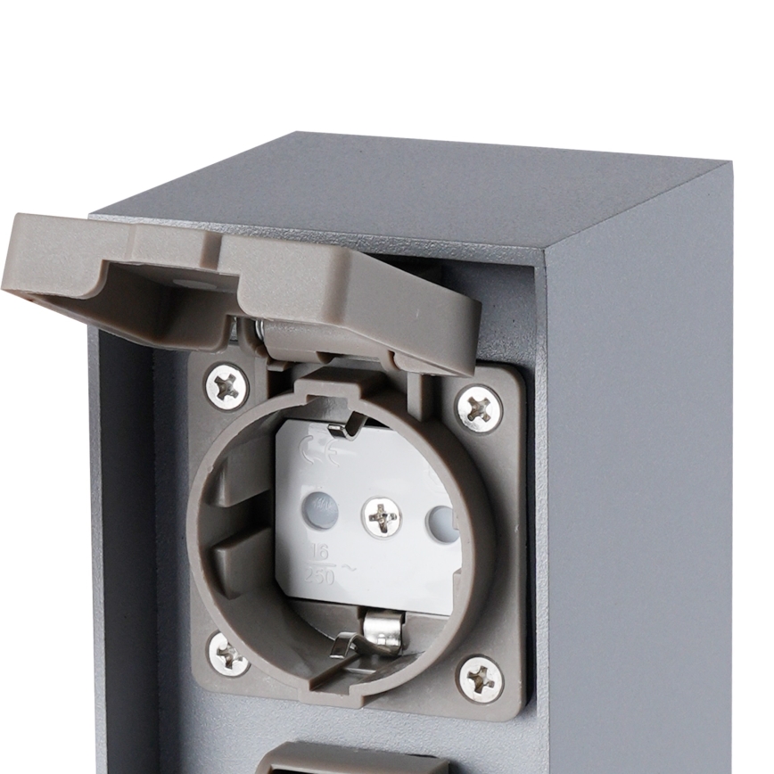 Brilagi - Uttagsstolpe för utomhusbruk PILLAR 2Z SCHUKO 230V IP44, silver