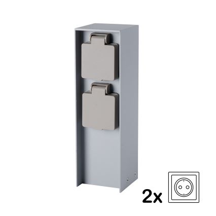 Brilagi - Uttagsstolpe för utomhusbruk PILLAR 2Z SCHUKO 230V IP44, silver