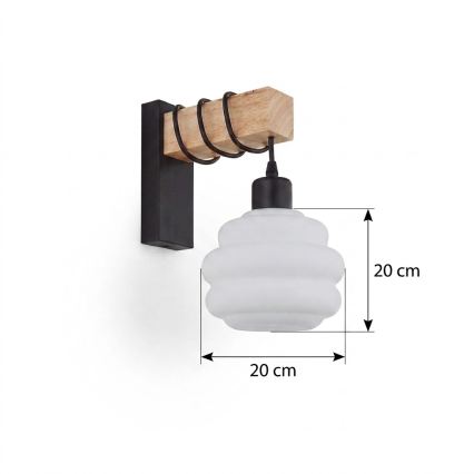 BRILAGI - Väggarmatur WOOD GLASS 1xE27/60W/230V furu/svart/vit