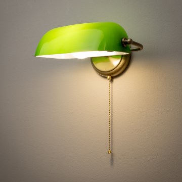 Brilagi - Vägglampa BANK OFFICE 1xE27/60W/230V mässing/grön