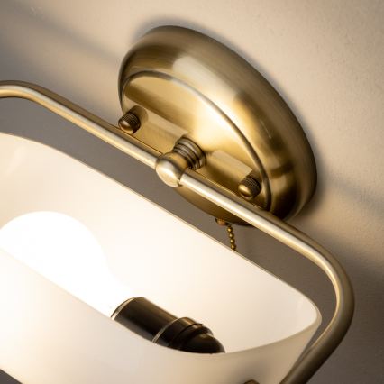 Brilagi - Vägglampa BANK OFFICE 1xE27/60W/230V mässing/vit