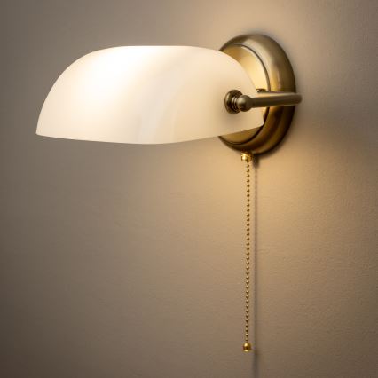 Brilagi - Vägglampa BANK OFFICE 1xE27/60W/230V mässing/vit