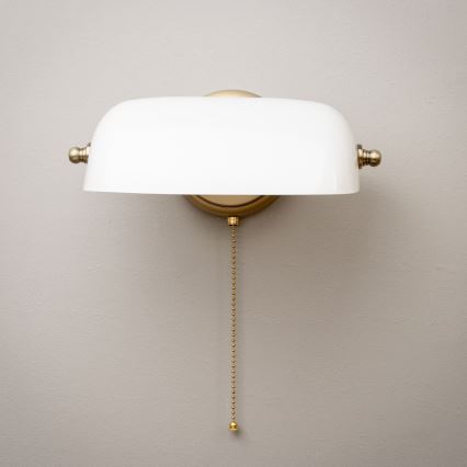 Brilagi - Vägglampa BANK OFFICE 1xE27/60W/230V mässing/vit