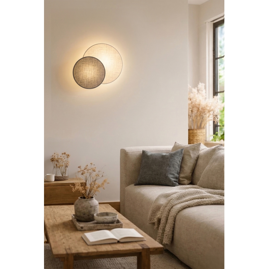 Brilagi - Vägglampa CIRCLES 1xE27/60W/230V diam. 35 cm krämfärgad/grå