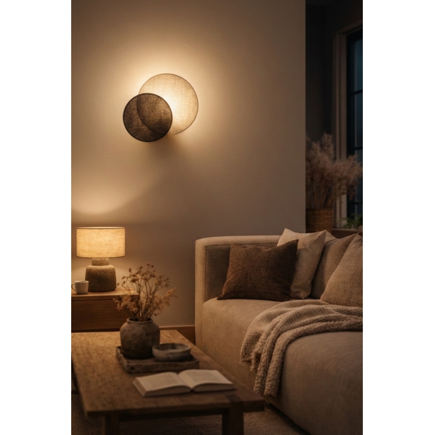 Brilagi - Vägglampa CIRCLES 1xE27/60W/230V Ø 35 cm krämvit/brun