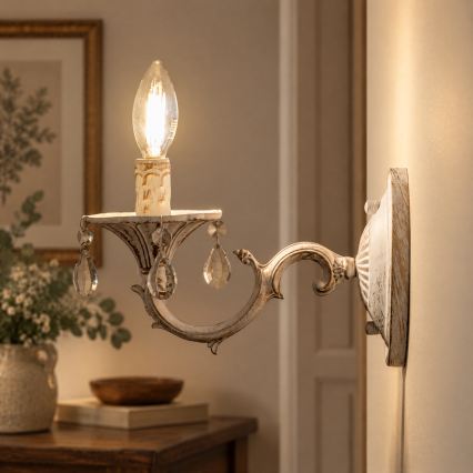 BRILAGI - Vägglampa CLASSIC 1xE14/60W/230V grädde/patina