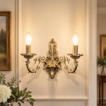 BRILAGI - Vägglampa CLASSIC 2xE14/10W/230V mässing