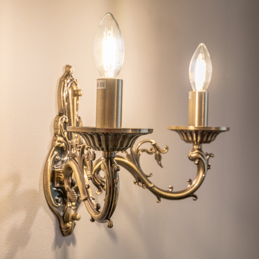 BRILAGI - Vägglampa CLASSIC 2xE14/10W/230V mässing