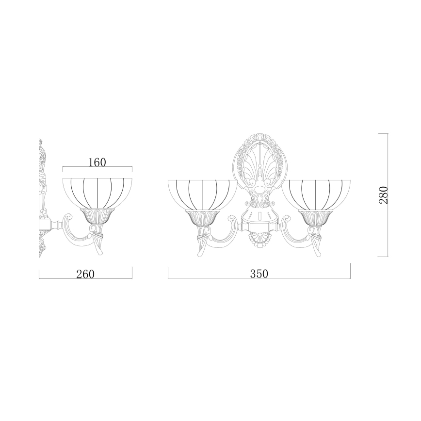 Brilagi - Vägglampa CLASSIC 2xE27/60W/230V mässing