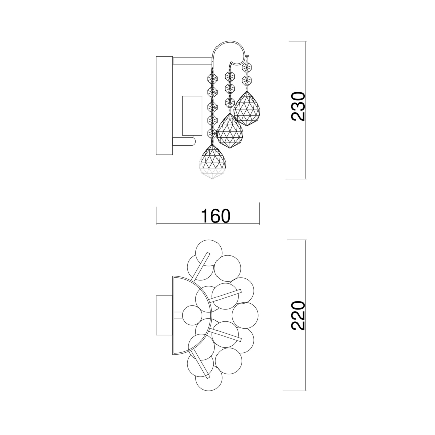 Brilagi - Vägglampa CRYSTAL 1xE14/60W/230V skinande krom