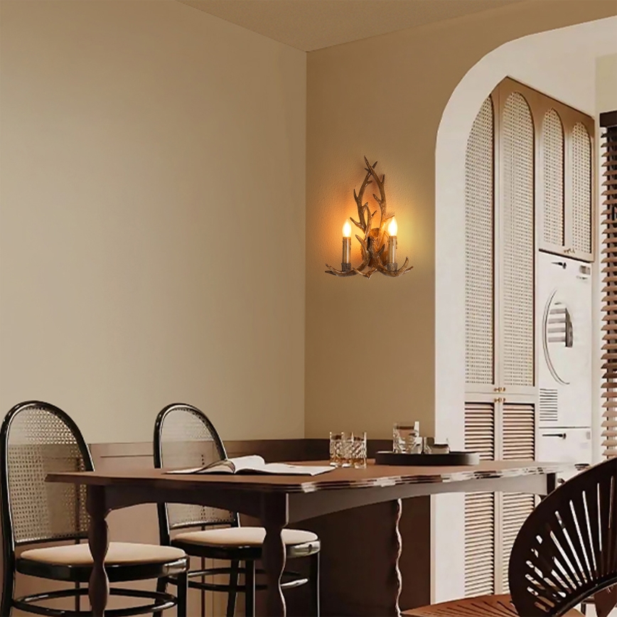 Brilagi - Vägglampa DEER 2xE14/10W/230V hjorthorn