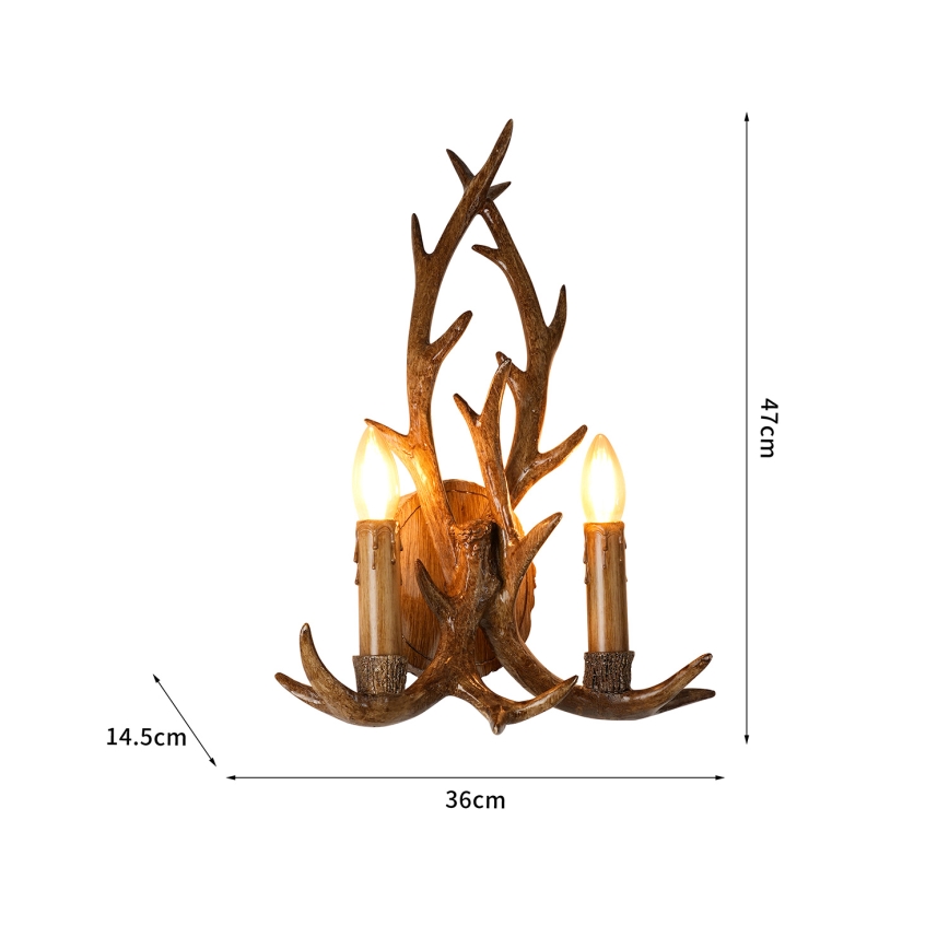 Brilagi - Vägglampa DEER 2xE14/10W/230V hjorthorn