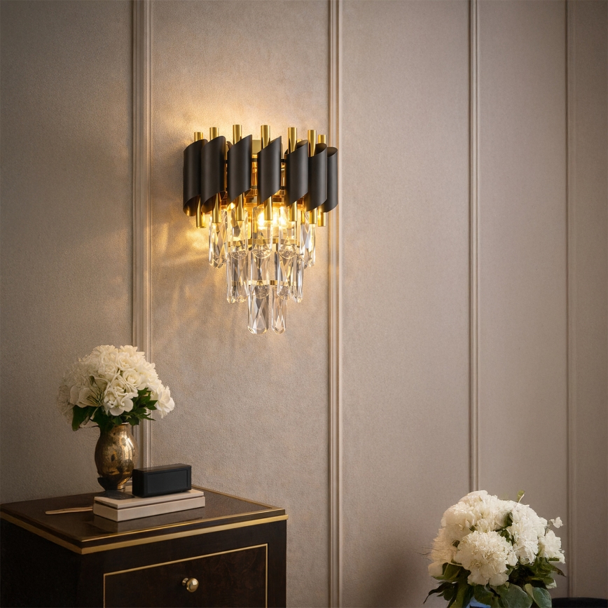 Brilagi - Vägglampa ECLIPSE 2xE14/10W/230V svart/guld