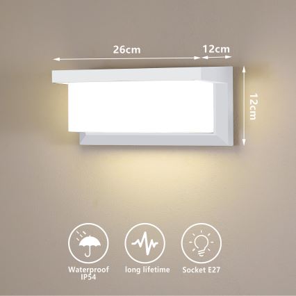 Brilagi - Vägglampa för utomhusbruk BRICKY 1xE27/60W/230V vit IP54