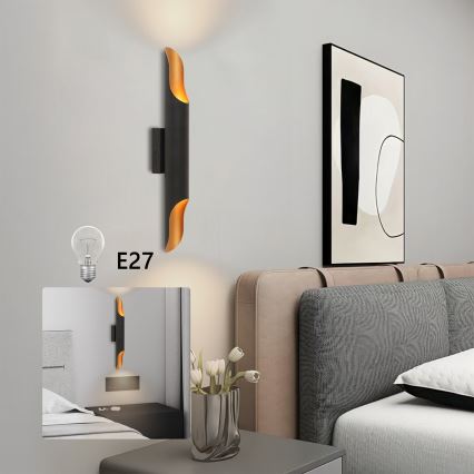 Brilagi - Vägglampa KALMAR 2xE27/40W/230V svart/brons