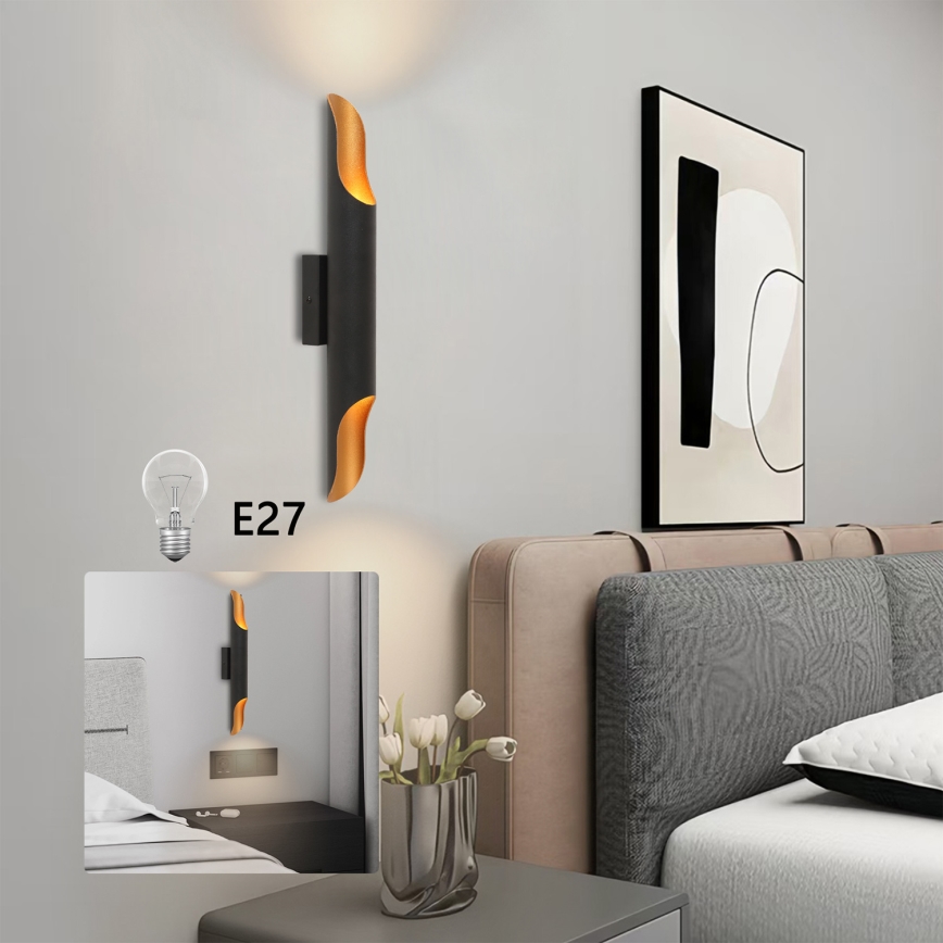 Brilagi - Vägglampa KALMAR 2xE27/40W/230V svart/brons