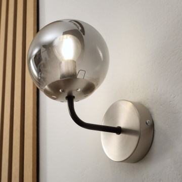 Brilagi - Vägglampa MALIVA 1xE14/15W/230V mattkrom/rökfärgad