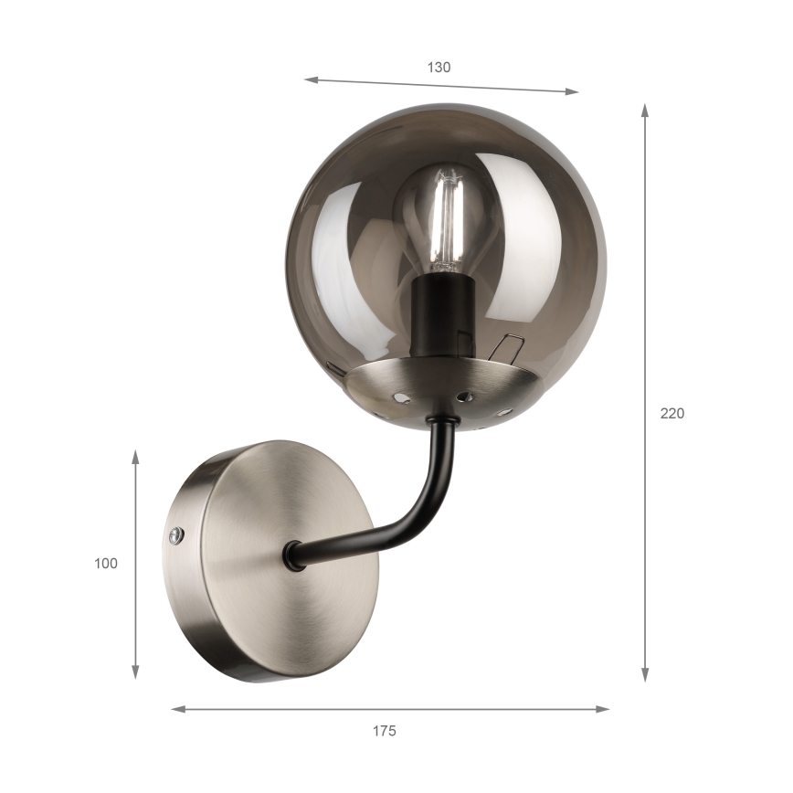 Brilagi - Vägglampa MALIVA 1xE14/15W/230V mattkrom/rökfärgad