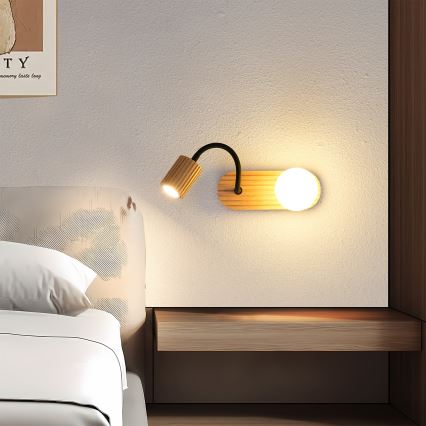 Brilagi - Vägglampa MODERN WOOD 1xG9/5W/230V + 1xGU10/8W i trä