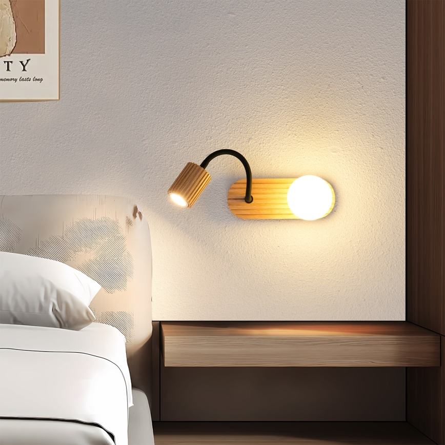 Brilagi - Vägglampa MODERN WOOD 1xG9/5W/230V + 1xGU10/8W i trä