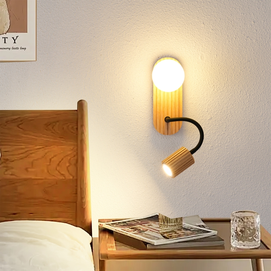 Brilagi - Vägglampa MODERN WOOD 1xG9/5W/230V + 1xGU10/8W i trä